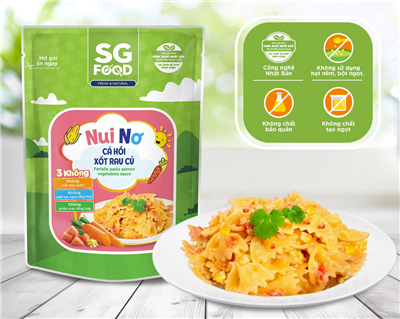 Nui nơ cá hồi xốt rau củ 200g